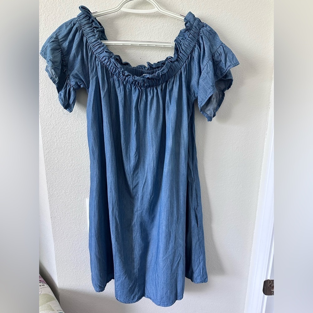 Umgee Blue Ruffled Smocked Dress - Picture 2 of 4